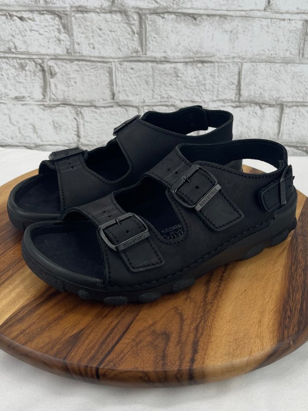 Birkenstock Tatami Mens 8 Womens 10 Regular Fit Black Leather Adjustable Sandals
